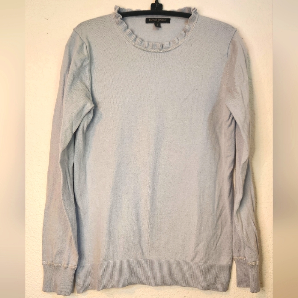 Banana Republic Factory Pullover Ruffled Crewneck Sweater, Size S